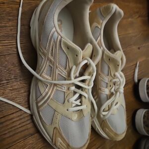 Asics Beige and White Sneakers
